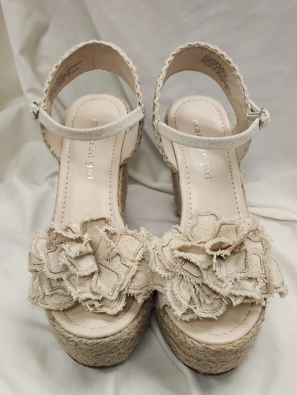 👡 Madden Girl Natural Floral Rope Espadrille Wedge Sandals Sz 7.5 M